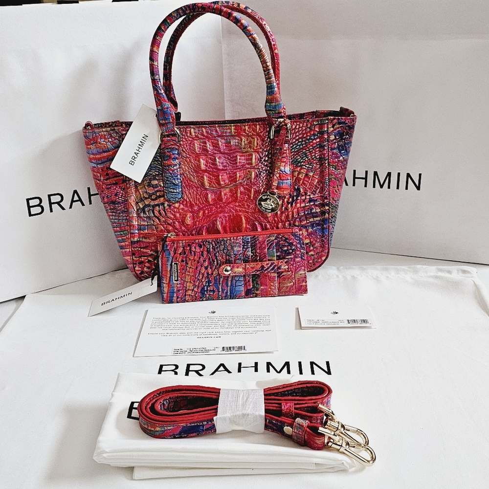 NWT Brahmin Rainbow Fish Small Ashlee w/ Credit Card Wallet #HARD TO FIND #